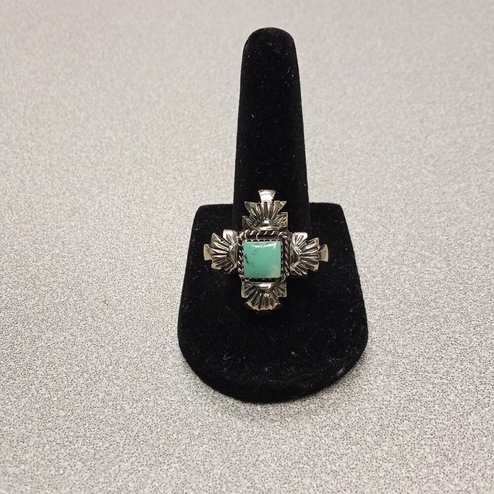 Turquoise/Sterling Silver Handmade Navajo Ring Size 8.5